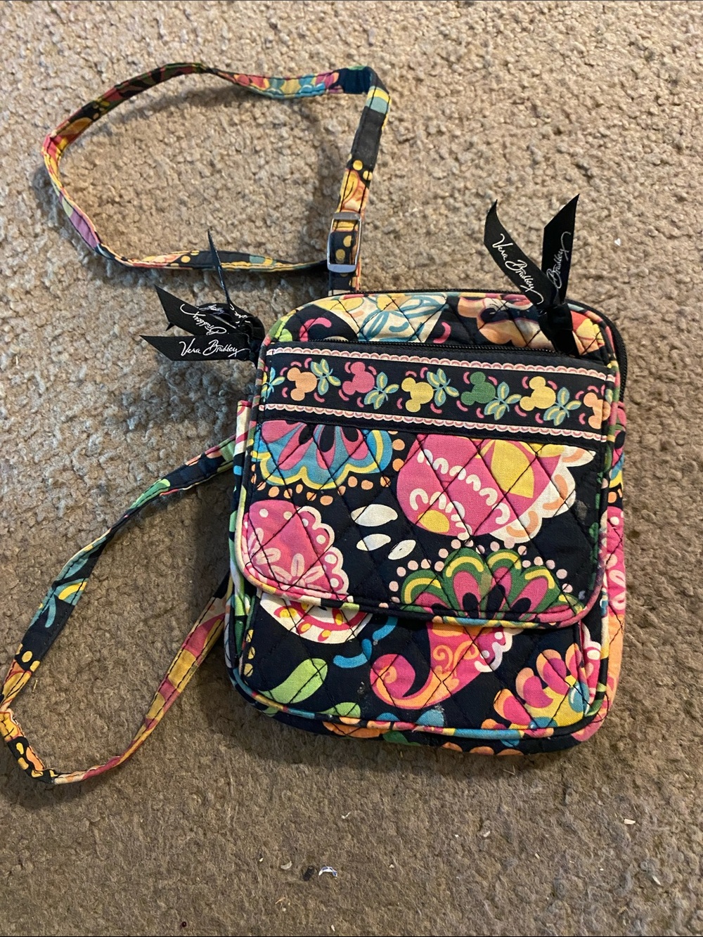 Vera Bradley Disney Quilted Crossbody with Multicolor Floral Print